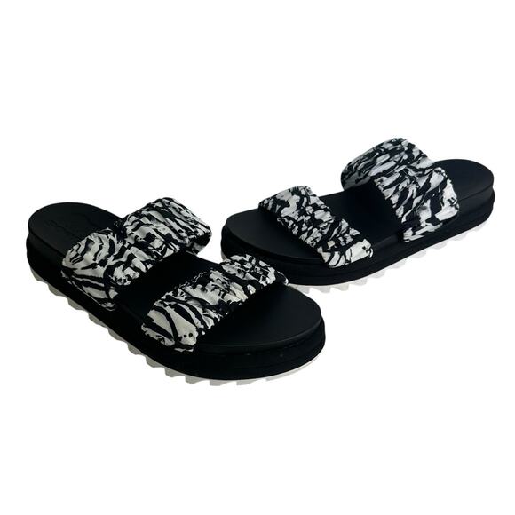 Sorel Women's Roaming Two Strap Slide Sandals Black White Size 8 - Picture 1 of 8